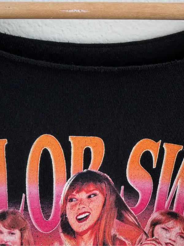 Taylor Swift Eras Tour Black Graphic Off the Shoulder T-Shirt - Image 3