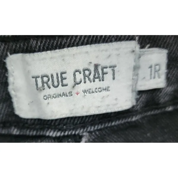True Craft Distressed‎ Hem Jeans Ripped Knee Black Wash Denim Size 26 - Image 3