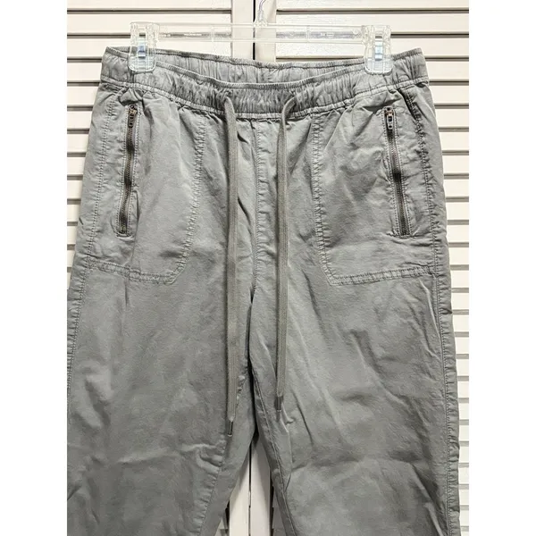 American Eagle Gray Elastic/Tie Waist Zip Pockets Elastic‎ Hem Pants Size Medium - Image 2