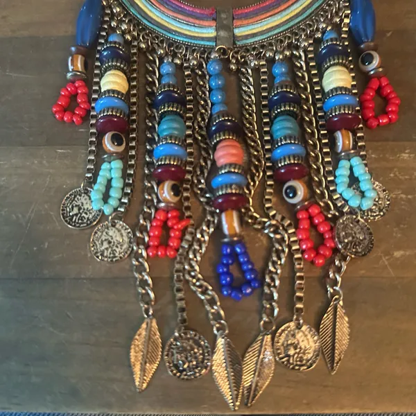 Aldo bohemian multi color bead fringe statement necklace - Image 4