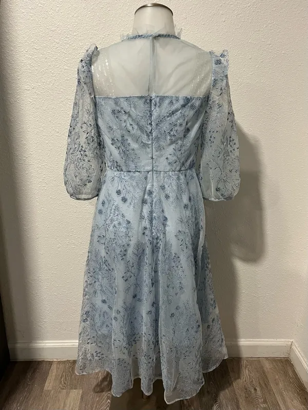 NWT Goelia Blue See-Through Mess Embroidered Dress Size 4 (Small) - Image 4