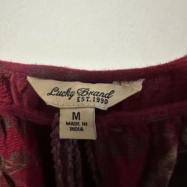 Lucky Brand Red and Brown Patterned Blouse - Image 2
