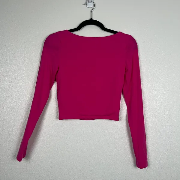Wilfred‎ Women's Pink Long Sleeve Ruched Cropped Square Neck Tee Sz S - Image 7