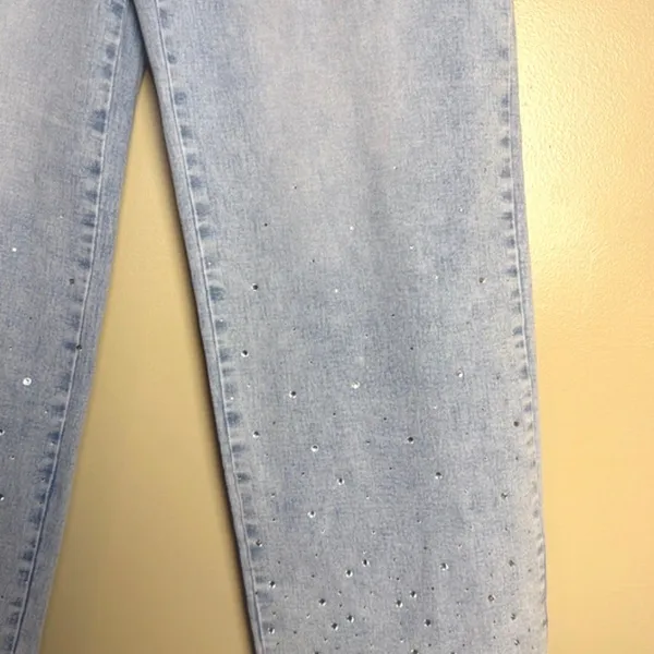 NWT Almost Famous 90s Jeans Juniors 11 Light Wash Sparkle Wide Leg Flare Baggy - Image 5