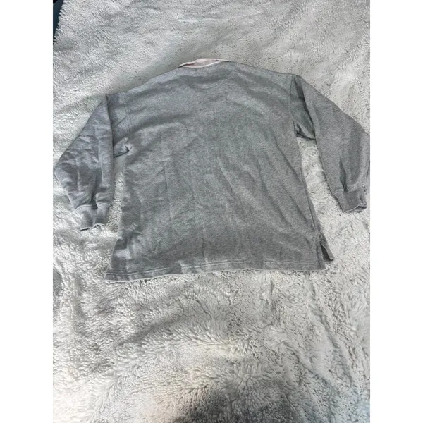 Aerie Gray Polo Sweatshirt XS White Collared Pullover Preppy - Image 2