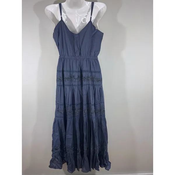 Love The Label Blue Intricate Beaded Details Maxi Dress XS Cottage core Coquette - Image 8