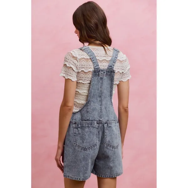 SO ME Denim Washed On Front With Adjustable Strap Romper - Image 3