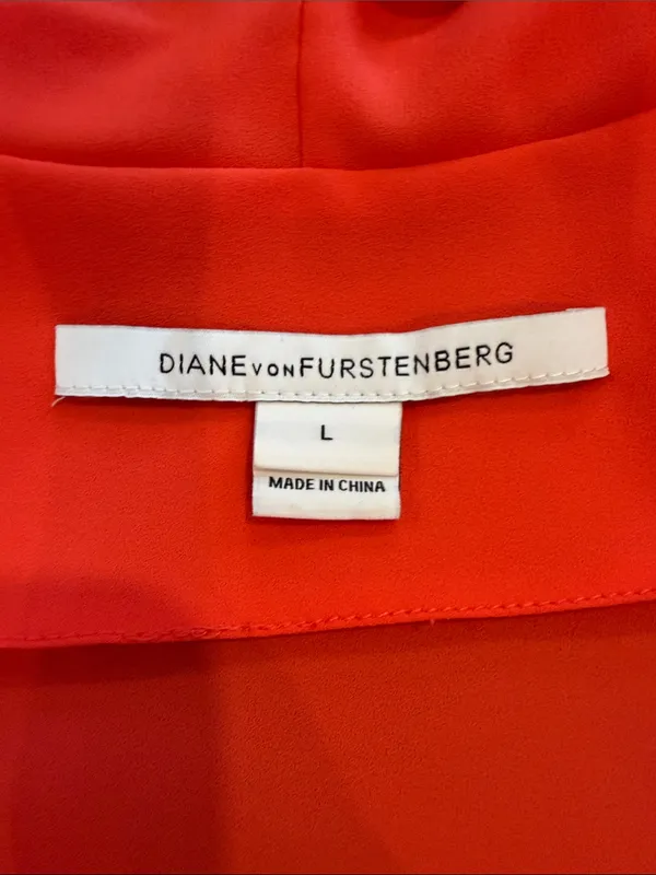 Diane Von Furstenberg Reagan Tank Top Blouse Bright Coral Size Large - C47-025 - Image 2