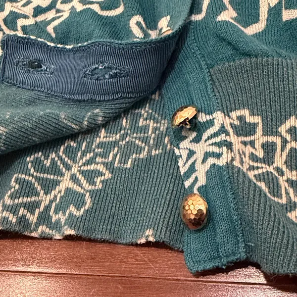 Charlotte Tarantola Vintage Teal Floral Cardigan - Image 5