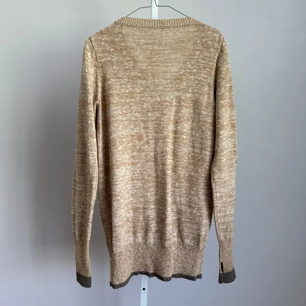 Free People Zip Up Cardigan Sweater Minimalist Brown‎ Cotton Blend size M - Image 6