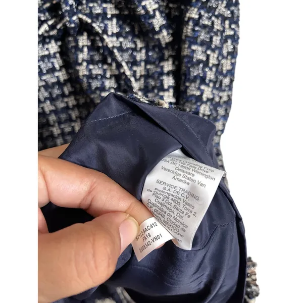 J.Crew Textured Tweed Houndstooth Sheath Dress Blue Womans 14 - Image 10