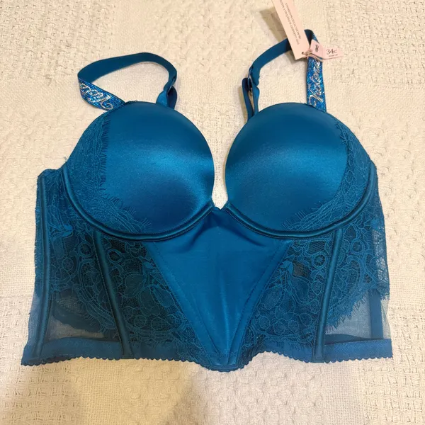 NWT Victoria’s Secret 34B rhinestone strap lace push up corset BC2 3303 - Image 8