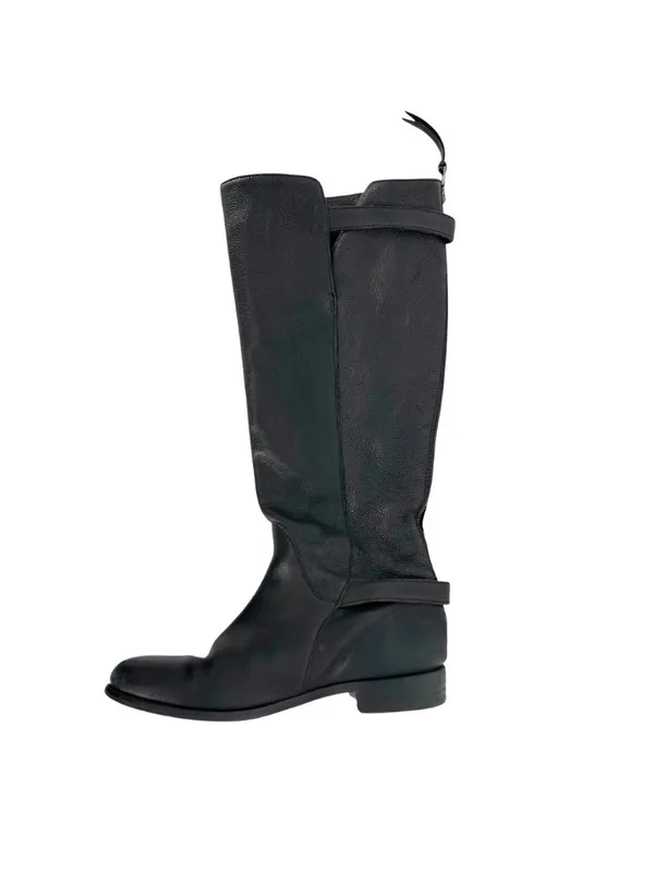J.Crew Emmett Black Leather Tall Riding Boots Size 7.5 Classic Equestrian Style - Image 3