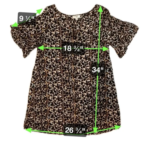 Umgee Leopard Print Button Down Shirt Dress‎ Brown Black Women’s Size Large - Image 4