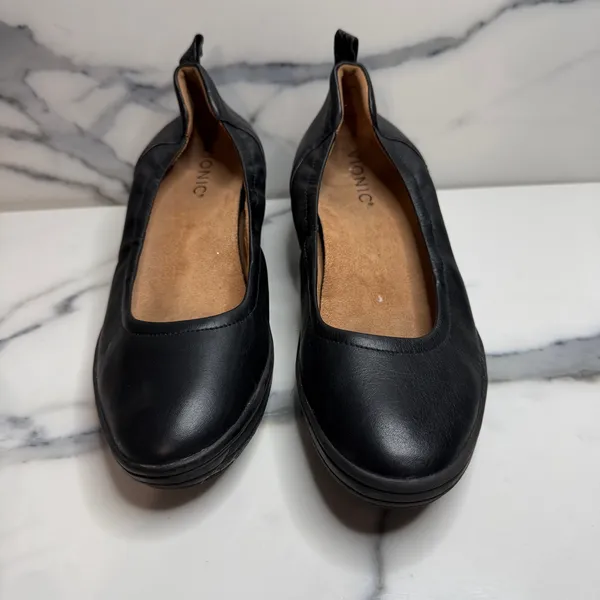 Vionic Women's Black Leather Jacey Wedge Slip-On Comfort Shoes Sz 7 Minimalist - Image 2