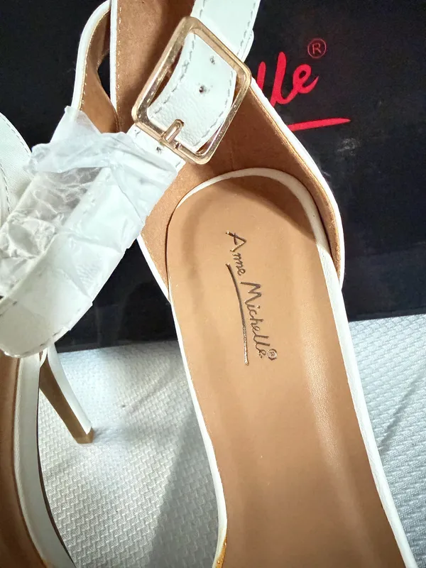 Anne Michelle White Open Toe Stiletto Heels - Image 5