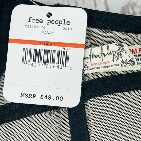 Free People Intimately Bra X-Small Tameeka Underwire Bralette Black Lace New - Image 7