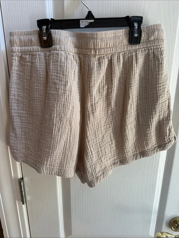 H&M Beige Drawstring Gauze Athletic Shorts - Image 2