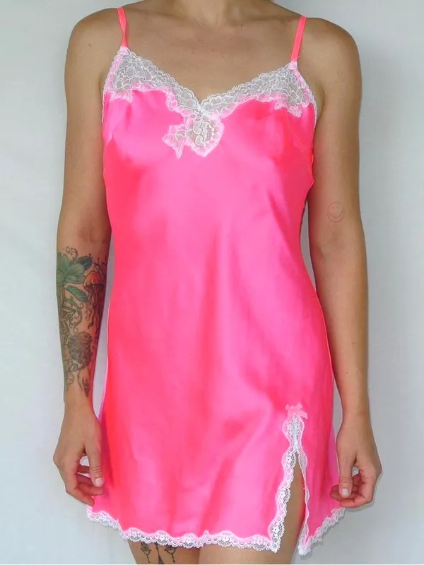 Victoria's Secret Satin & Lace Trim Slip Dress Chemise Sexy Nightgown Size S - Image 6