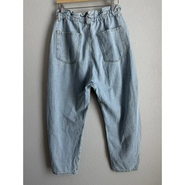 ZARA Women's Size 10 Ultra‎ High Waisted Paper Bag 90's Y2K Barrel Denim Jeans - Image 8