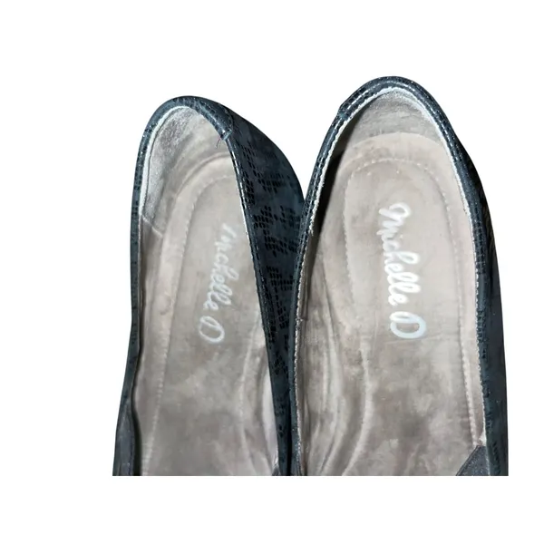 Michelle D Shoes Womens 8 Used Black Snake Skin Texture Wedge - Image 6