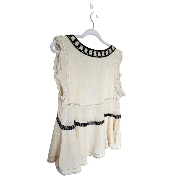 Free People Heartbreaker Top Ecru Combo Embroidered Boho V-Neck Blouse XS NEW - Image 5