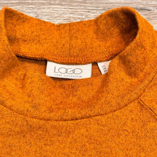 LOGO Lori Goldstein Orange Mock Neck Large L A-Line Tunic Top‎ Shirt - Image 3