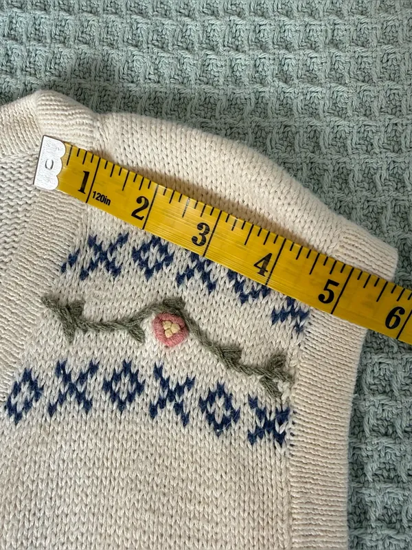 Vintage Hand Embroidered Christopher & Banks Sweater Vest Large Ivory Floral 90s - Image 6
