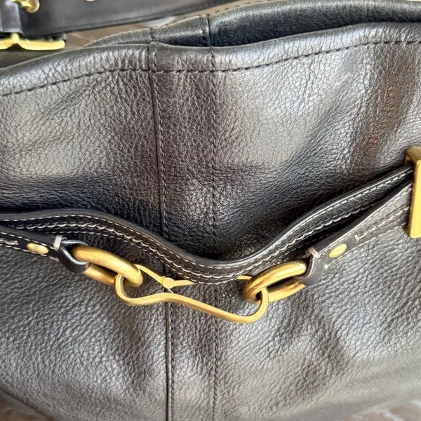 Vintage Coach Hamilton Hobo Bag Black Pebbled Leather Brass Horsebit Style 12460 - Image 13