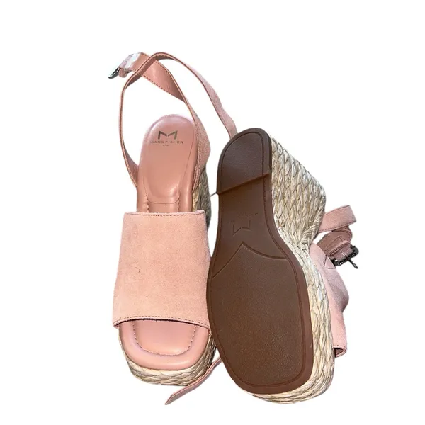 NEW MARC FISHER LTD Nelly Ankle Strap Wedge Sandal In LIGHT NATURAL 111 - Image 10