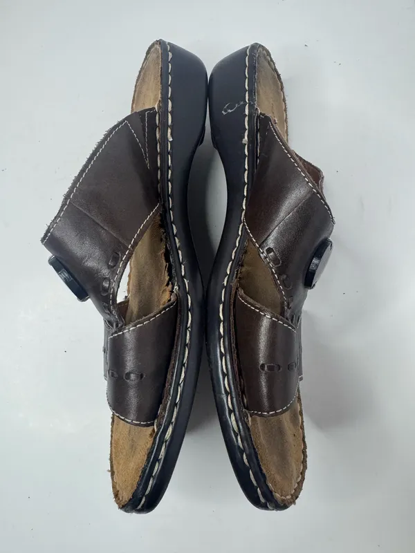 Natural Soul by Naturalizer Cade Brown Leather Sandals Women's Size 9W - Image 6