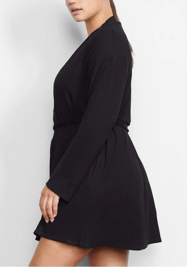 Skims Soft Lounge Robe In Onyx - Image 2