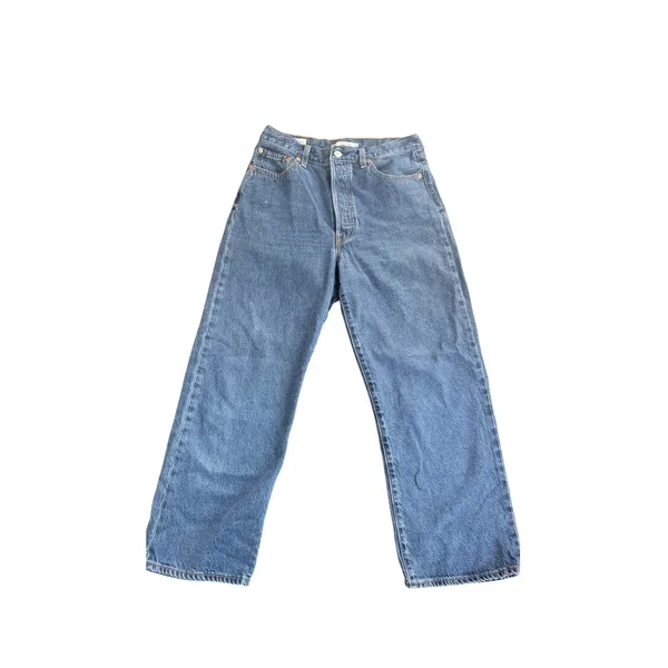 Levis Premium Ribcage Straight Ankle Jeans Blue W29 L27 High Rise Button Fly - Image 3
