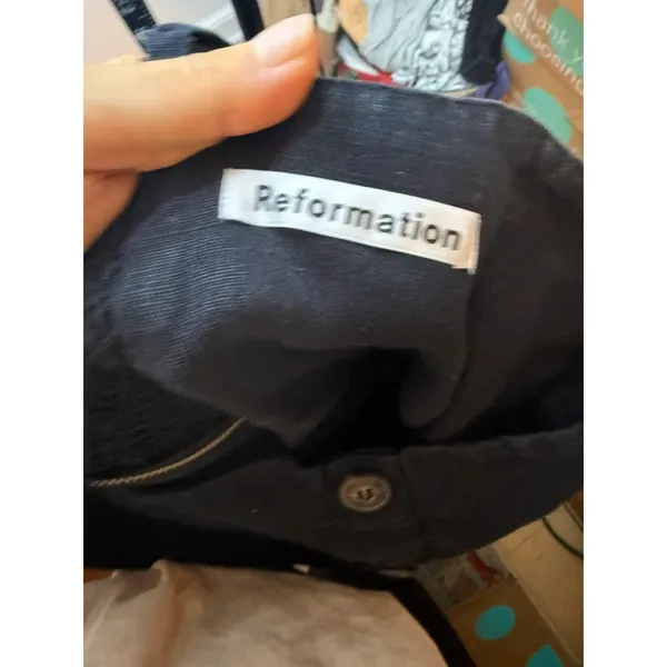 Reformation Tori Black Linen Midi Dress - Image 4