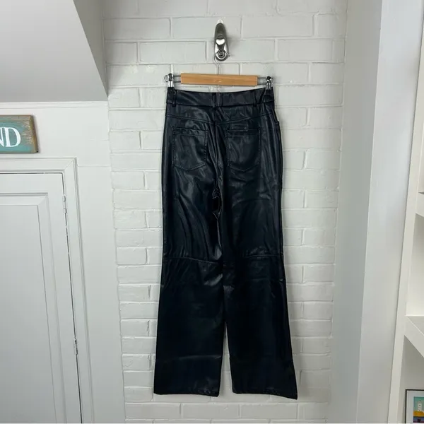SHEIN Black Faux Leather Straight Leg Pants Size XS - Image 8