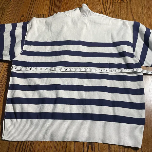 Free People Striped Quarter-Zip Knit Sweater Pullover S oversize - Image 2