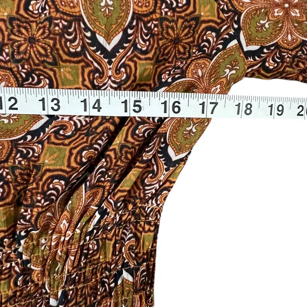 Anthropologie Fig And Flower Maxi Dress L Petite Multi Paisley Sheer Tiered Boho - Image 7