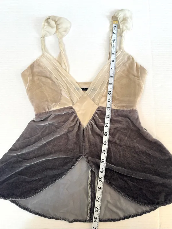 Y2K Fairycore Festival Romantic Ombre Velvet Whimsigoth Baby Doll Top sz XXS - Image 12