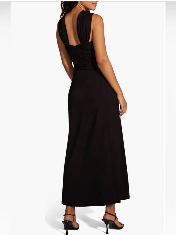 Favorite Daughter Vivien Ruched Black Maxi Dress Formal Cocktail Size Medium - Image 2