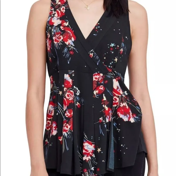 FREE People Black Floral Tunic‎ Sz S,M,L $98 - Image 2