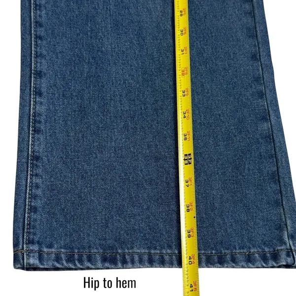 NEW Edikted Mid Rise Wide Leg Distressed Jeans‎ Color Indigo Blue Raw Washed M - Image 13