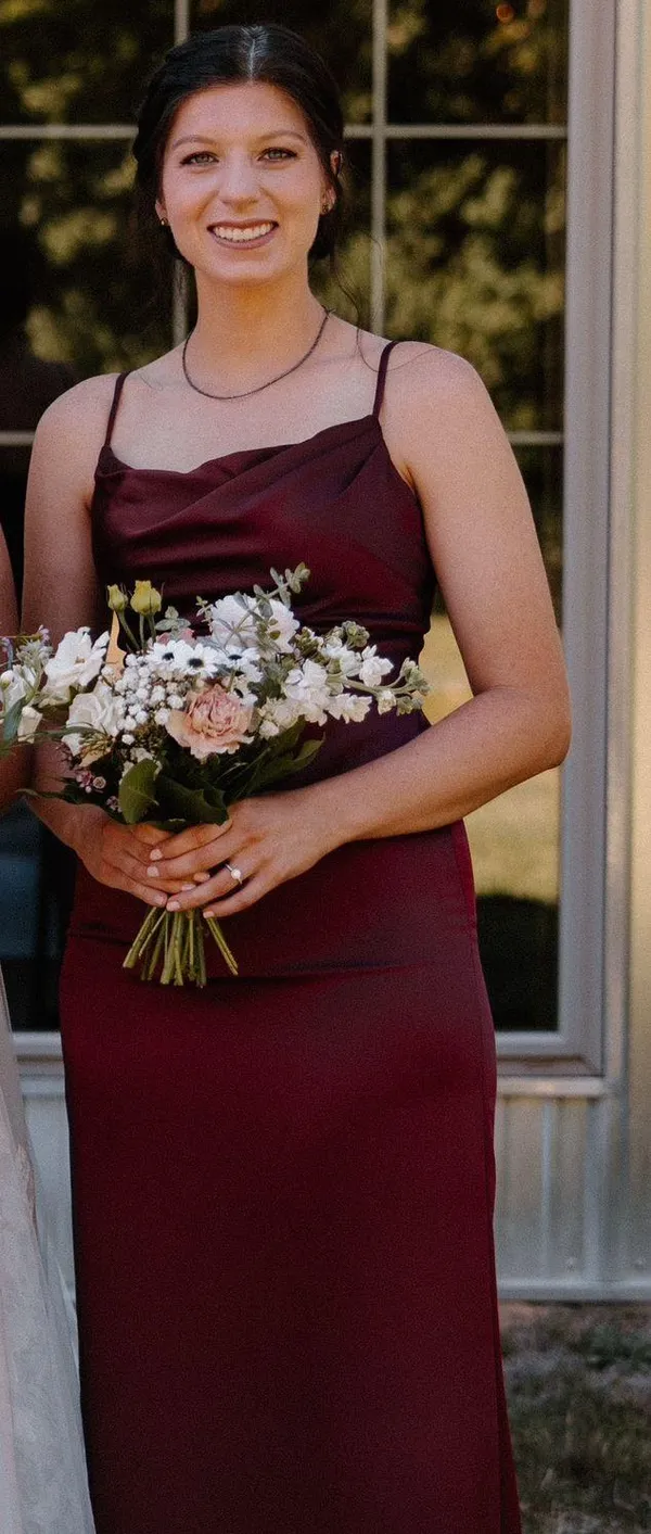 Maroon Bridesmaids Dress Red Size 4 - Image 3