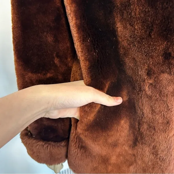 Vintage Julius Lewis Memphis Faux Fur Jacket Brown Shawl Collar Coat‎ Womens - Image 3