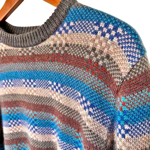VTG Saturdays Generation Womans Crew Neck‎ Knit Sweater L Geometric Grandma Cozy - Image 3