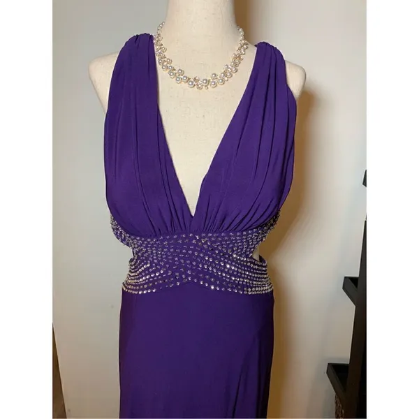 Betsy and Adam purple long dress with sequence size 8 - Image 2