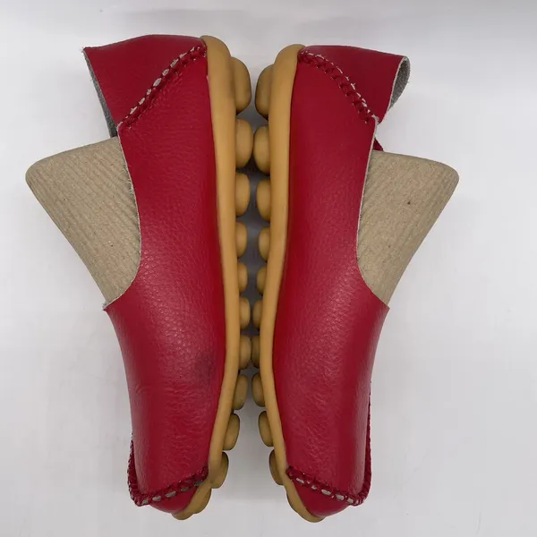 Venus Celia Womens‎ 39 (8.5) Shoes Moccasins Red Leather Slip On Moc Toe Walking - Image 4