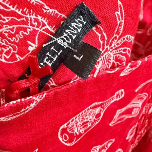 Hell‎ Bunny Red Nautical Print Halter Dress Womens Large Rockabilly Retro Pinup - Image 11
