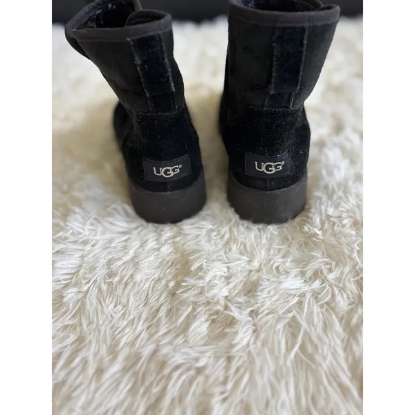 UGG Australia Black Suede Leather Ankle Boots Women's Comfy Winter Shoes‎ 7 - Image 4