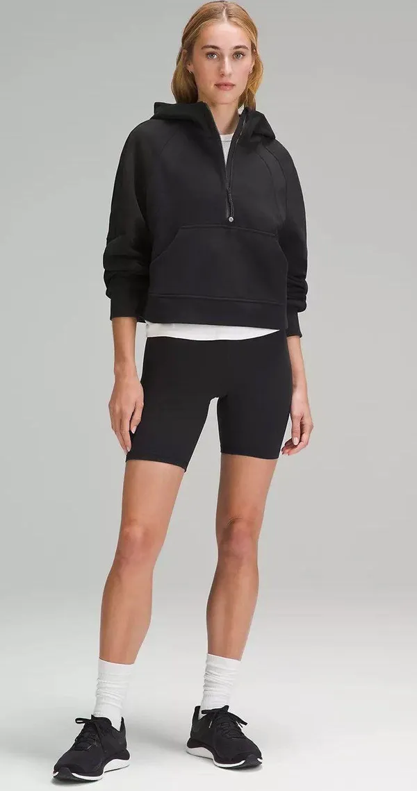 Scuba Oversized 1/2 Zip Hoodie in Black - Image 5