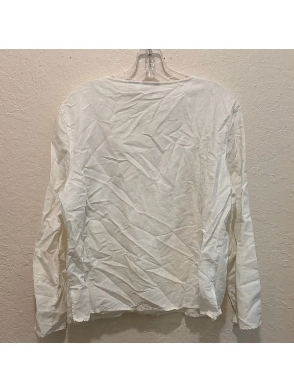 Yellow Floral Linen Blend Blouse cottagecore beach coastal boho embroidered - Image 5